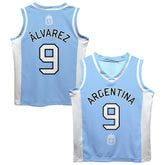 Julián Álvarez Argentina National Team Vive La Fete Mesh Basketball Jersey - Light Blue on sale