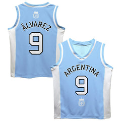 Julián Álvarez Argentina National Team Vive La Fete Mesh Basketball Jersey - Light Blue on sale