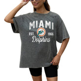 Miami Dolphins Gameday Couture Women's Throwback Oversized Snow Wash T-Shirt - Grey discount