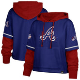 Atlanta Braves Women's City Connect Shortstop Cropped Pullover Hoodie - Royal | 47 brand