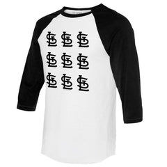 St. Louis Cardinals Tiny Turnip Women's Logo Grid 3/4 Sleeve Raglan T-Shirt - White/Black