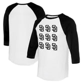 San Diego Padres Tiny Turnip Women's Logo Grid 3/4 Sleeve Raglan T-Shirt - White/Black