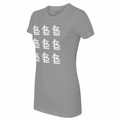 St. Louis Cardinals Tiny Turnip Women's Logo Grid T-Shirt - Gray