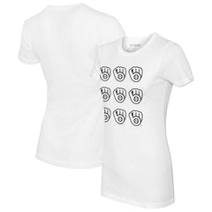 Milwaukee Brewers Tiny Turnip Women's Logo Grid T-Shirt - White