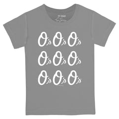 Baltimore Orioles Tiny Turnip Youth Logo Grid T-Shirt - Gray