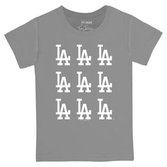 Los Angeles Dodgers Tiny Turnip Youth Logo Grid T-Shirt - Gray