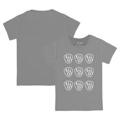 Milwaukee Brewers Tiny Turnip Youth Logo Grid T-Shirt - Gray