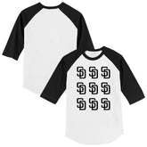 San Diego Padres Tiny Turnip Youth Logo Grid Raglan 3/4-Sleeve T-Shirt - White/Black