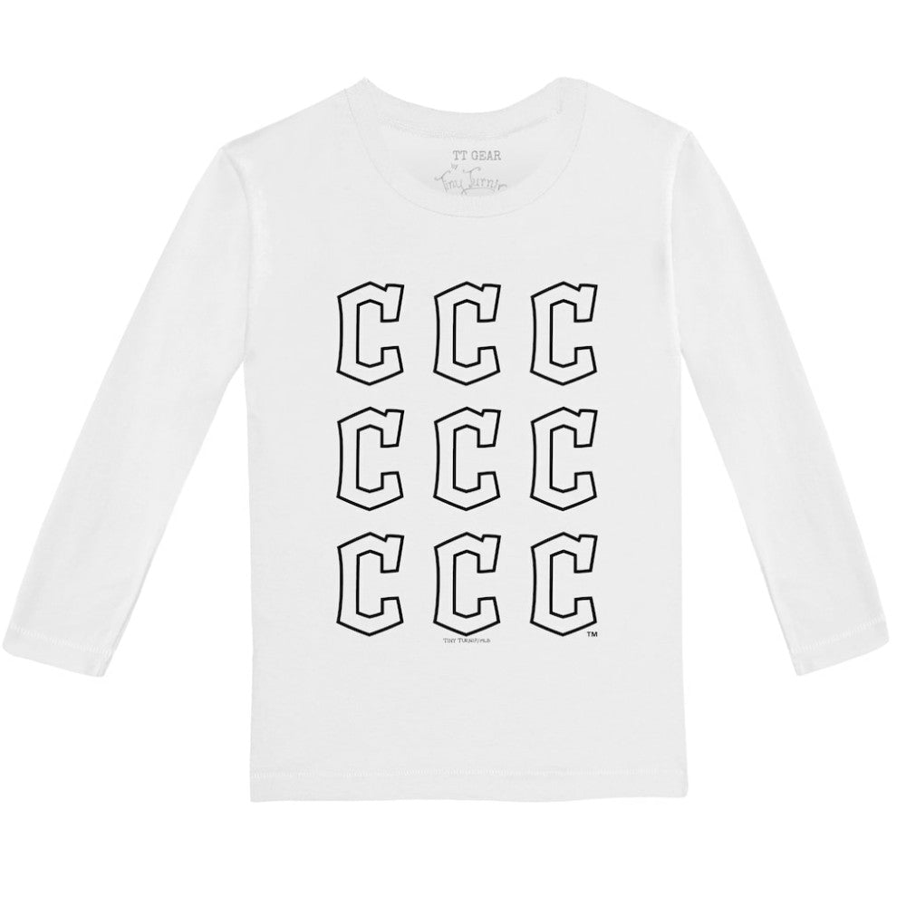 Cleveland Guardians Tiny Turnip Youth Logo Grid Long Sleeve T-Shirt - White