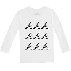Atlanta Braves Tiny Turnip Youth Logo Grid Long Sleeve T-Shirt - White