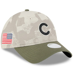 Chicago Cubs Women's 2025 Armed Forces Day 9TWENTY Adjustable Hat - Light Beige/Olive | New Era