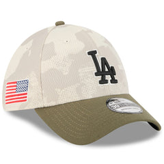 Los Angeles Dodgers 2025 Armed Forces Day 39THIRTY Flex Hat - Light Beige/Olive | New Era