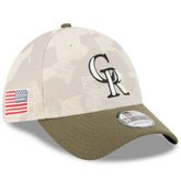 Colorado Rockies 2025 Armed Forces Day 39THIRTY Flex Hat - Light Beige/Olive | New Era