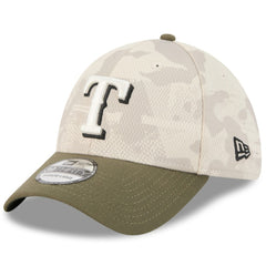 Texas Rangers 2025 Armed Forces Day 39THIRTY Flex Hat - Light Beige/Olive | New Era