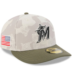 Miami Marlins 2025 Armed Forces Day 59FIFTY Fitted Hat - Light Beige/Olive | New Era