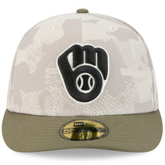 Milwaukee Brewers 2025 Armed Forces Day 59FIFTY Fitted Hat - Light Beige/Olive | New Era