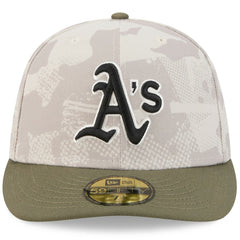 Athletics 2025 Armed Forces Day 59FIFTY Fitted Hat - Light Beige/Olive | New Era