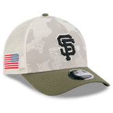 San Francisco Giants 2025 Armed Forces Day 9FORTY M-Crown A-Frame Adjustable Hat - Light Beige/Olive | New Era