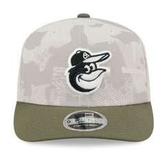 Baltimore Orioles 2025 Armed Forces Day 9SEVENTY Stretch-Snap Hat - Light Beige/Olive | New Era