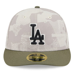 Los Angeles Dodgers 2025 Armed Forces Day Low Profile 59FIFTY Fitted Hat - Light Beige/Olive | New Era