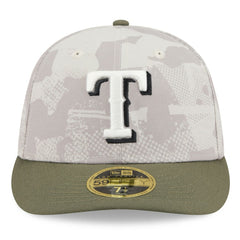 Texas Rangers 2025 Armed Forces Day Low Profile 59FIFTY Fitted Hat - Light Beige/Olive | New Era