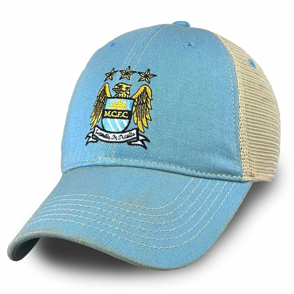 Manchester City 1863FC Retro Tea Washed Vintage Trucker Adjustable Hat - Sky Blue cheap