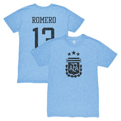 Cristian Romero Argentina National Team 1863FC Player Vintage Tri-Blend T-Shirt - Light Blue sale