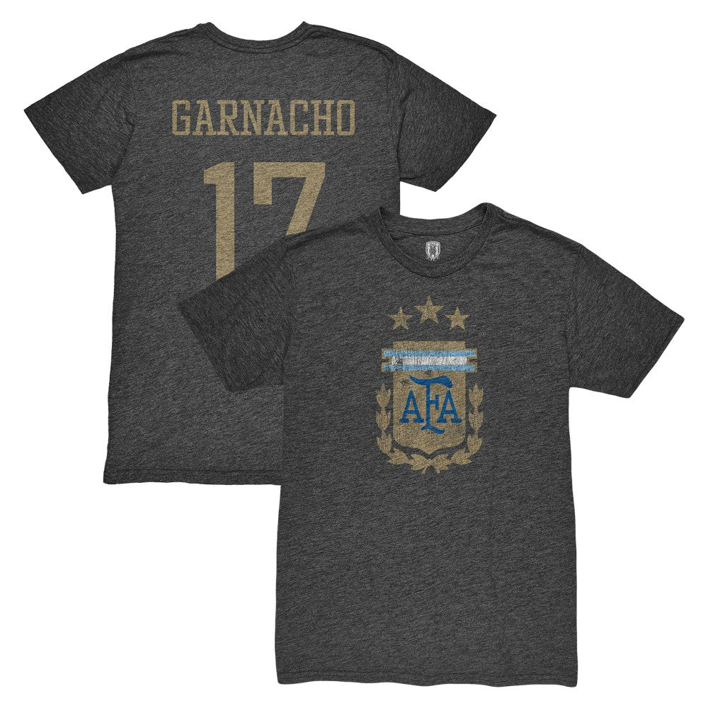 Alejandro Garnacho Argentina National Team 1863FC Player Vintage Tri-Blend T-Shirt - Black for sale