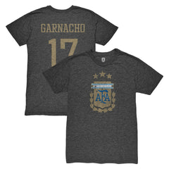 Alejandro Garnacho Argentina National Team 1863FC Player Vintage Tri-Blend T-Shirt - Black for sale