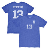 Cristian Romero Argentina National Team 1863FC Player Vintage Tri-Blend T-Shirt - Blue on sale