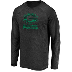 Green Bay Packers Iconic Striated Dark Logo Raglan Long Sleeve T-Shirt - Black on sale