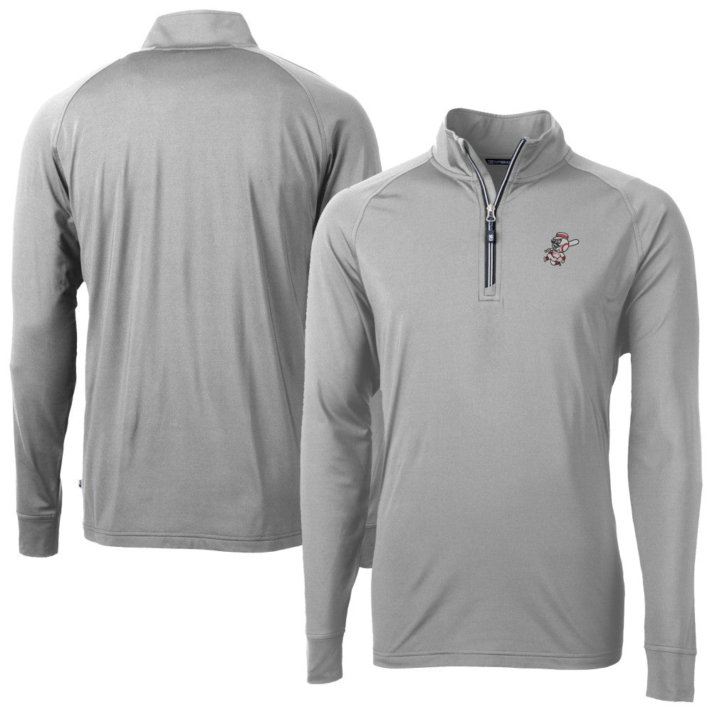 Cincinnati Reds Cutter & Buck Adapt Eco Knit Stretch Recycled Big & Tall Quarter-Zip Pullover Top - Gray
