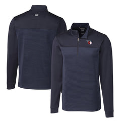 Cleveland Guardians Cutter & Buck Big & Tall Traverse Stretch Eco Stripe DryTec Quarter-Zip Top - Navy