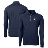 Milwaukee Brewers Cutter & Buck Big & Tall Adapt Eco Knit Stretch Recycled Raglan DryTec Quarter-Zip Top - Navy