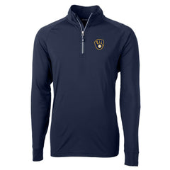 Milwaukee Brewers Cutter & Buck Big & Tall Adapt Eco Knit Stretch Recycled Raglan DryTec Quarter-Zip Top - Navy