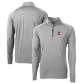 Cleveland Guardians Cutter & Buck Big & Tall Adapt Eco Knit Stretch Recycled Raglan DryTec Quarter-Zip Top - Gray