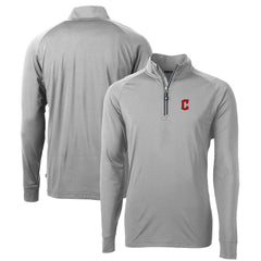 Cleveland Guardians Cutter & Buck Big & Tall Adapt Eco Knit Stretch Recycled Raglan DryTec Quarter-Zip Top - Gray