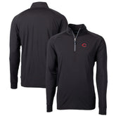 Cincinnati Reds Cutter & Buck Big & Tall Adapt Eco Knit Stretch Recycled Quarter-Zip Pullover Top - Black
