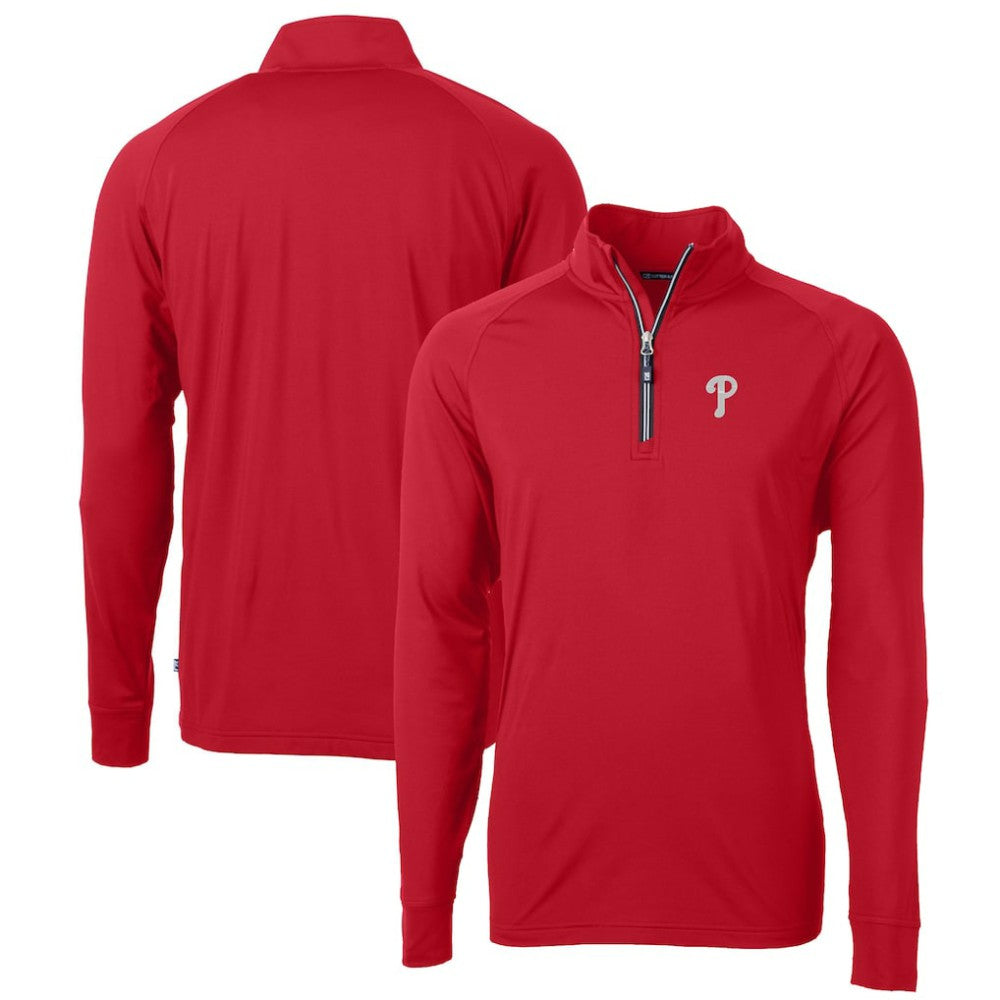 Philadelphia Phillies Cutter & Buck Big & Tall Adapt Eco Knit Stretch Recycled Quarter-Zip Pullover Top - Red