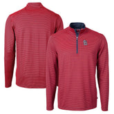 St. Louis Cardinals Cutter & Buck Big & Tall Virtue Eco Pique Micro Stripe Quarter-Zip Jacket - Red