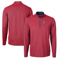 St. Louis Cardinals Cutter & Buck Big & Tall Virtue Eco Pique Micro Stripe Quarter-Zip Jacket - Red