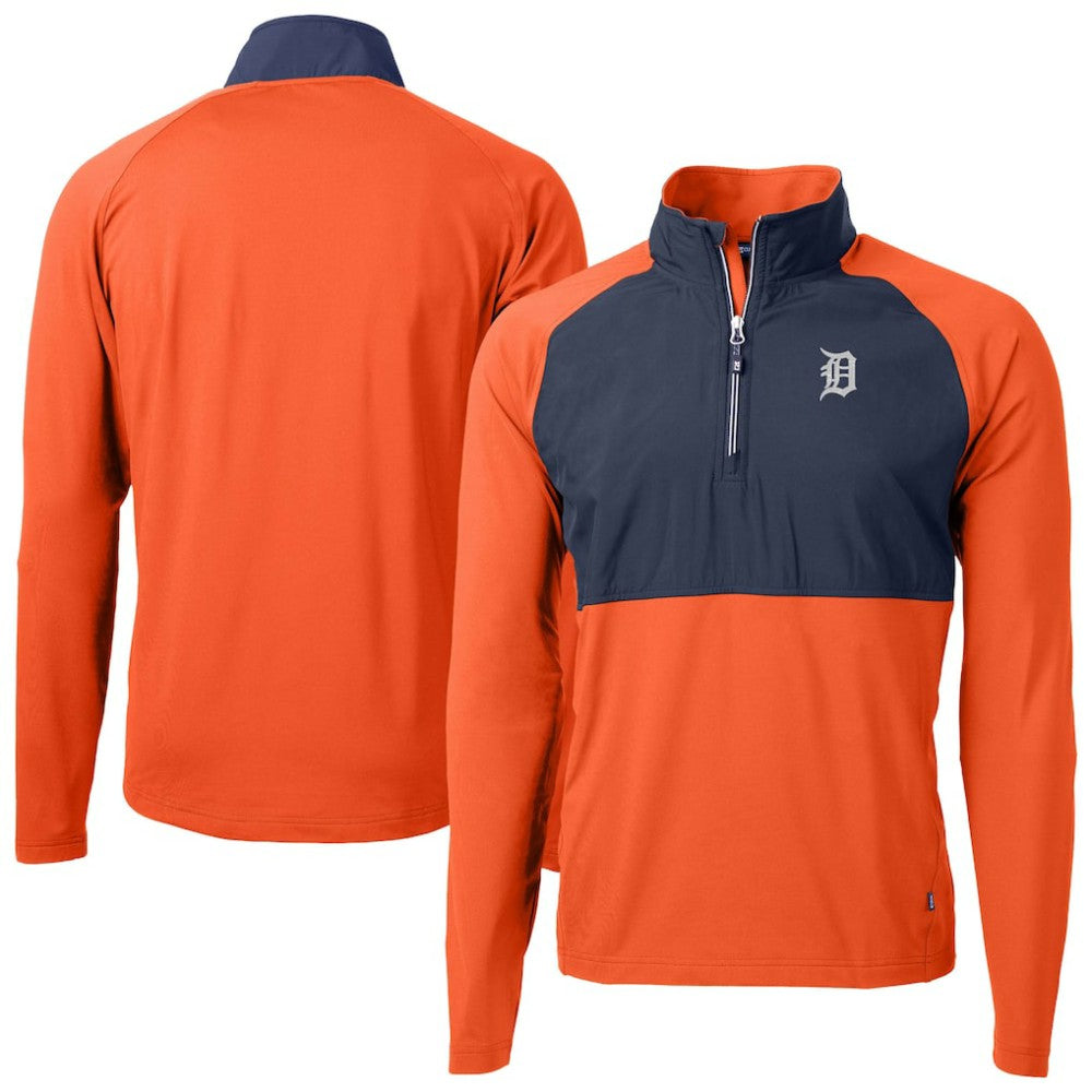 Detroit Tigers Cutter & Buck Adapt Eco Knit Hybrid Recycled Quarter-Zip Jacket - Orange