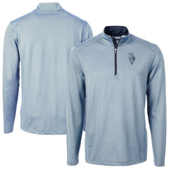 Kansas City Royals Cutter & Buck Virtue Eco Pique Micro Stripe Recycled Quarter-Zip Pullover Top - Light Blue