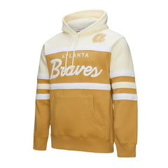 Atlanta Braves Head Coach Pullover Hoodie - Tan/Cream | Mitchell & Ness