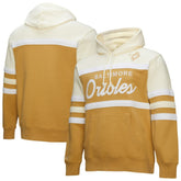 Baltimore Orioles Head Coach Pullover Hoodie - Tan/Cream | Mitchell & Ness