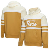 Cincinnati Reds Head Coach Pullover Hoodie - Tan/Cream | Mitchell & Ness