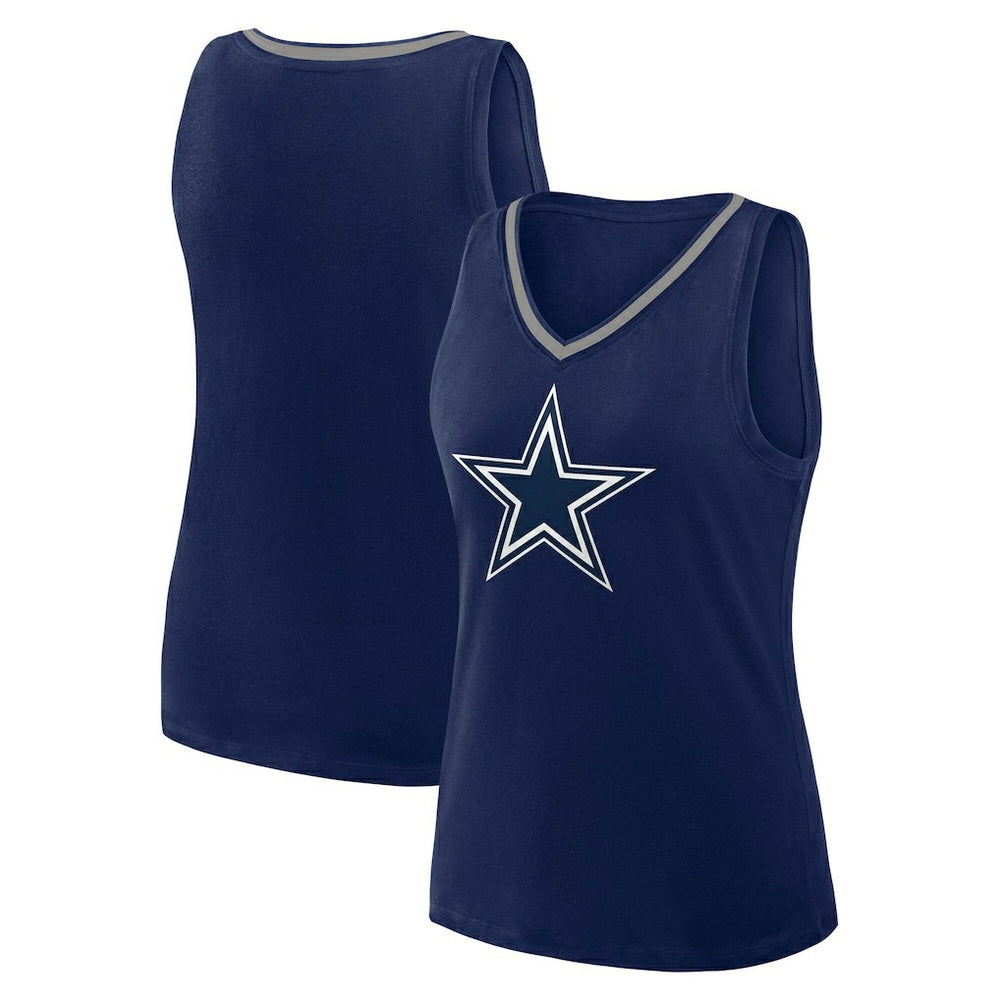 Dallas Cowboys Logo Athletic Women's Stellar Win V-Neck Tank Top - Navy discount