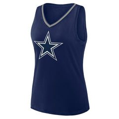 Dallas Cowboys Logo Athletic Women's Stellar Win V-Neck Tank Top - Navy discount