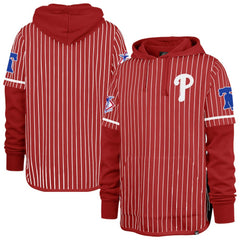 Philadelphia Phillies Pinstripe Double Header Pullover Hoodie - Red | 47 brand