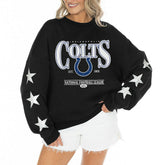 Indianapolis Colts Gameday Couture Women's Rhinestone Star Sleeve Settle the Score Oversized Tri-Blend Pullover - Black sale
